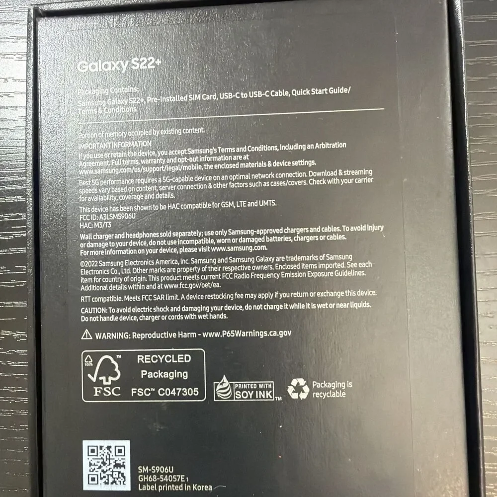 SAMSUNG GALAXY S22 Plus BOX ONLY without any accessories only empty box